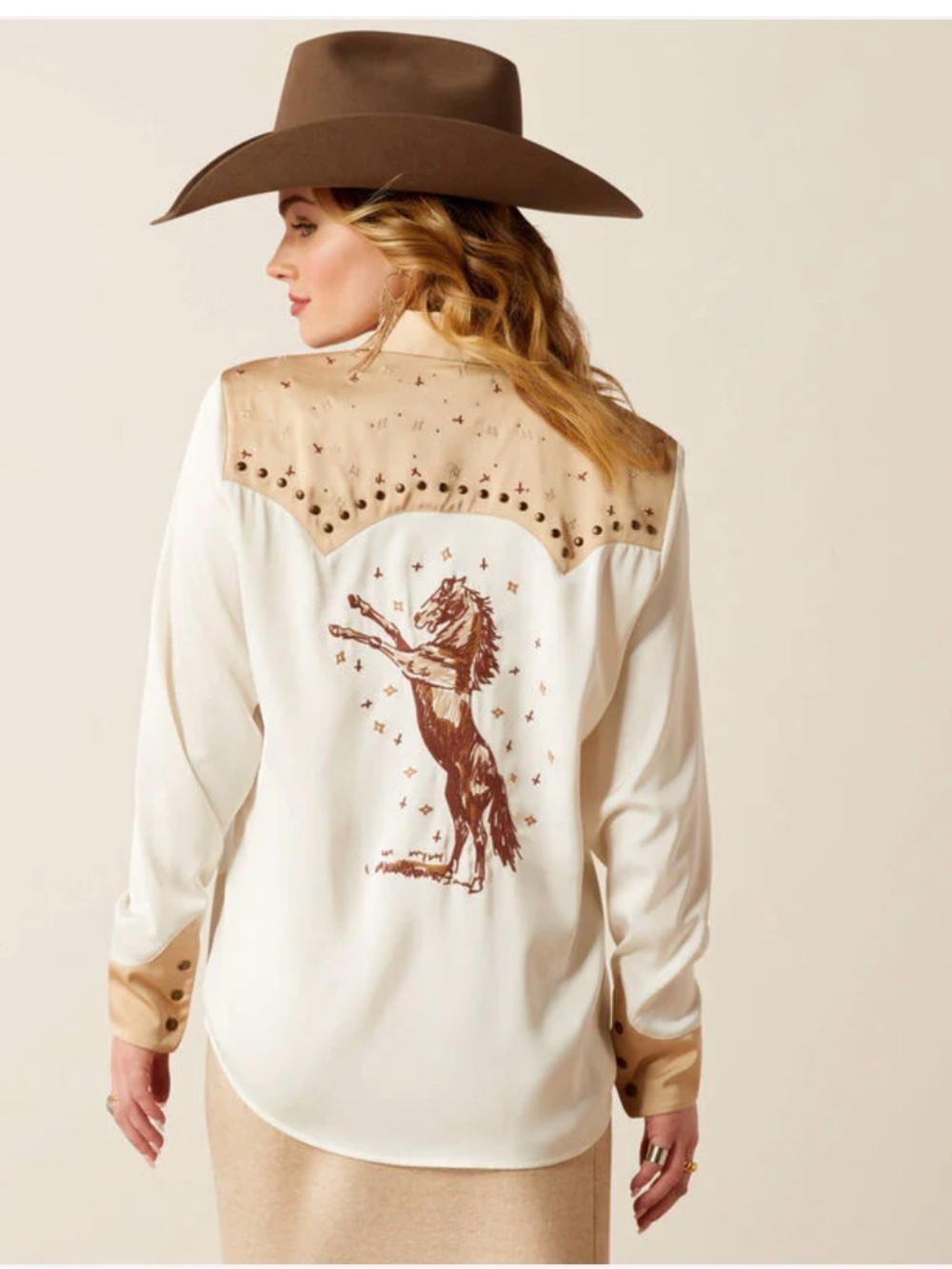 Ariat Wild Horse Embroidery Shirt Women M Western Studs Snap Cowgirl Equestrian - Picture 2 of 16